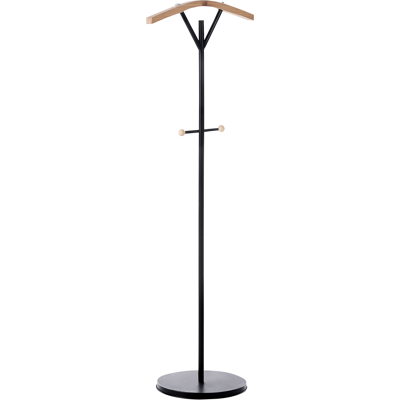BELIANI Perchero De Metal Moderno Pintado Con Detalles En Madera Negro Thomson BELIANI Perchero De Metal Moderno Pintado Con Detalles En Madera Negro Thomson