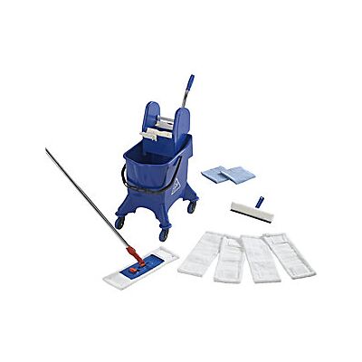 Certeo - Juego Profesional De Limpieza Con Cubo Rodante Sencillo De 30 L Certeo - Juego Profesional De Limpieza Con Cubo Rodante Sencillo De 30 L