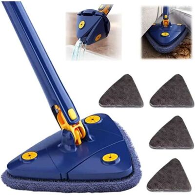 OEM Fregona Triangular Autoescurrible, Fregona Telescópica Giratoria Con Función De Eliminación Automática De Agua, 4 Toallitas. OEM Fregona Triangular Autoescurrible, Fregona Telescópica Giratoria Con Función De Eliminación Automática De Agua, 4 Toallitas.