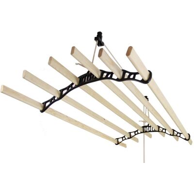 MONSTER-SHOP Monstershop - Tendedero De Techo Con Sistema De Poleas En Negro Y 6 Listones De Madera 2m Tendedero Colgante Estructura Para Colgar Secar Ropa Colgador Ropa Habitación Interior Kit Fijación Gratis MONSTER-SHOP Monstershop - Tendedero De Techo Con Sistema De Poleas En Negro Y 6 Listones De Madera 2m Tendedero Colgante Estructura Para Colgar Secar Ropa Colgador Ropa Habitación Interior Kit Fijación Gratis