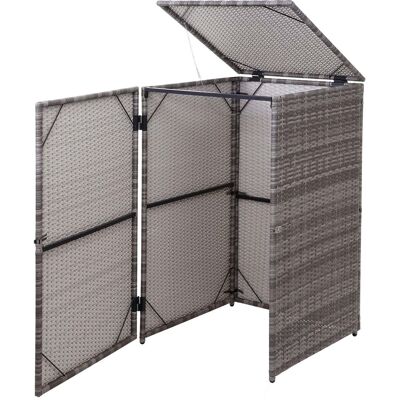 DÉCOSHOP26 Refugio de basura exterior en ratán sintético gris - 120 litros DÉCOSHOP26 Refugio de basura exterior en ratán sintético gris - 120 litros