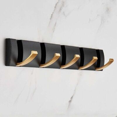 OEM Perchero Plegable De Pared Con 5 Ganchos, Perchero De Pared Que Ahorra Espacio, Toallero Negro Y Dorado Con Ganchos Para Baño, Dormitorio, Pasillo, Sombreros, Bufandas, Paraguas -crezuo OEM Perchero Plegable De Pared Con 5 Ganchos, Perchero De Pared Que Ahorra Espacio, Toallero Negro Y Dorado Con Ganchos Para Baño, Dormitorio, Pasillo, Sombreros, Bufandas, Paraguas -crezuo
