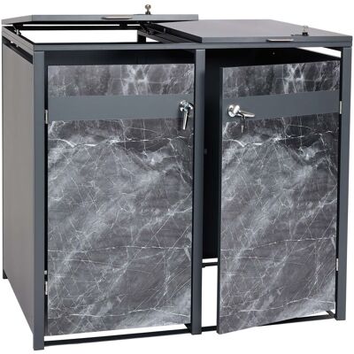 Décoshop26 - Cubo De Basura Con Cerradura Escondido En Dos Compartimentos Metálicos Con Aspecto De Mármol Antracita Oscuro 040006997 Décoshop26 - Cubo De Basura Con Cerradura Escondido En Dos Compartimentos Metálicos Con Aspecto De Mármol Antracita Oscuro 040006997