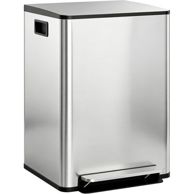 Cubo De Basura Irovami De 60 Litros Con Doble Compartimento, De Acero Inoxidable Y Con Soportes Para Ambientadores - Color Plata Cubo De Basura Irovami De 60 Litros Con Doble Compartimento, De Acero Inoxidable Y Con Soportes Para Ambientadores - Color Plata