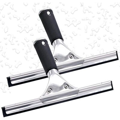 ZVD Juego De 2 Limpiacristales, Acero Inoxidable, Hoja De 25 Cm, Goma Flexible, Para Ventanas Y Duchas. ZVD Juego De 2 Limpiacristales, Acero Inoxidable, Hoja De 25 Cm, Goma Flexible, Para Ventanas Y Duchas.