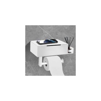 OEM Soporte Para Rollo De Papel Higiénico Sin Taladrar Con Estante, Blanco - Crezuo OEM Soporte Para Rollo De Papel Higiénico Sin Taladrar Con Estante, Blanco - Crezuo