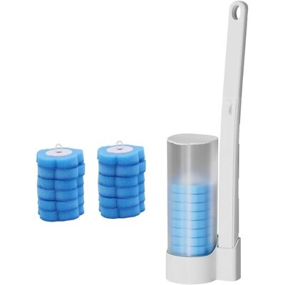 XISRENS Cepillo De Baño Con Soporte, Cepillo De Inodoro Desechable, Cepillos De Esponja Para Inodoro Con 12 Cabezales De Repuesto Desechables. XISRENS Cepillo De Baño Con Soporte, Cepillo De Inodoro Desechable, Cepillos De Esponja Para Inodoro Con 12 Cabezales De Repuesto Desechables.