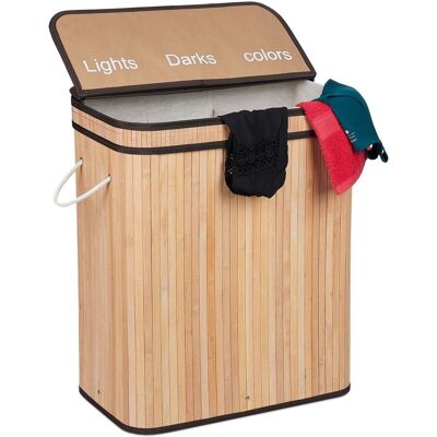 Relaxdays Cesto Ropa Sucia, Bambú, 3 Compartimentos De 30 L, Cesta Colada Con Tapa, Asas, 63x55x35 Cm, Colores A Elegir Relaxdays Cesto Ropa Sucia, Bambú, 3 Compartimentos De 30 L, Cesta Colada Con Tapa, Asas, 63x55x35 Cm, Colores A Elegir