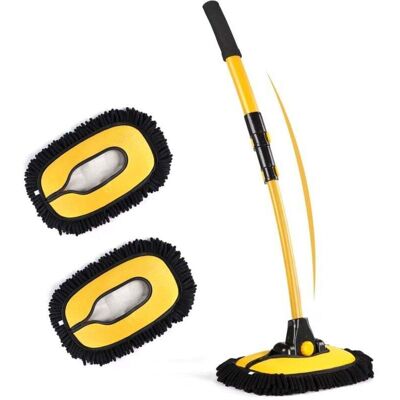 GOTRAYS Cepillo De Lavado Telescópico Con Mango Telescópico, Cepillo Para Lavar Coches Con Mango Largo Para Coches, Autocaravanas, Todoterrenos, Camiones, Con 2 Cabezales De Fregona, Amarillo GOTRAYS Cepillo De Lavado Telescópico Con Mango Telescópico, Cepillo Para Lavar Coches Con Mango Largo Para Coches, Autocaravanas, Todoterrenos, Camiones, Con 2 Cabezales De Fregona, Amarillo