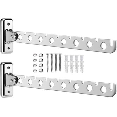 OEM Juego De 2 Tendederos Plegables De Pared De Acero Inoxidable, Tendedero De Exterior, Plegable, Con Tornillos Y Tacos, Para Dormitorio, Sala De Estar, Balcón (plateado, 8 Agujeros) -crezuo OEM Juego De 2 Tendederos Plegables De Pared De Acero Inoxidable, Tendedero De Exterior, Plegable, Con Tornillos Y Tacos, Para Dormitorio, Sala De Estar, Balcón (plateado, 8 Agujeros) -crezuo