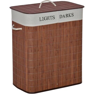 JHY DESIGN Cesto De Ropa De 100 L, Caja De Lavandería Con 3 Asas Y Bolsa De Lavandería Extraíble Y Lavable, Bambú, Algodón, Metal, Marrón Y Blanco, 52 X 32 X 63 Cm JHY DESIGN Cesto De Ropa De 100 L, Caja De Lavandería Con 3 Asas Y Bolsa De Lavandería Extraíble Y Lavable, Bambú, Algodón, Metal, Marrón Y Blanco, 52 X 32 X 63 Cm