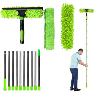 YMYNY Kit De Limpieza De Ventanas De 4 M: Herramienta De Limpieza Telescópica 2 En 1 Con Rasqueta De Microfibra Para Ventanas Altas, Paredes Y Coches. YMYNY Kit De Limpieza De Ventanas De 4 M: Herramienta De Limpieza Telescópica 2 En 1 Con Rasqueta De Microfibra Para Ventanas Altas, Paredes Y Coches.
