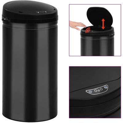 Vidaxl Cubo De Basura Con Sensor Automático 50l Acero Al Carbono Negro Vidaxl Cubo De Basura Con Sensor Automático 50l Acero Al Carbono Negro