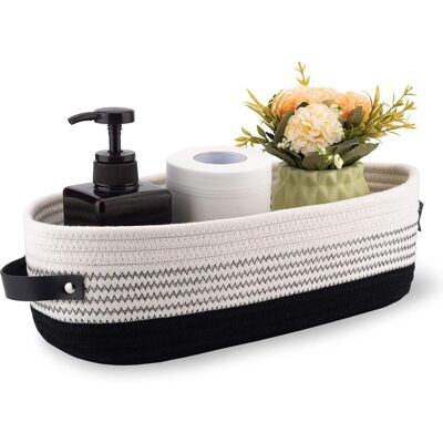 JSSEVN Cesta Rectangular Para Guardar Cosas De Bebé, Hecha De Cuerda De Algodón Trenzada Con Asas. JSSEVN Cesta Rectangular Para Guardar Cosas De Bebé, Hecha De Cuerda De Algodón Trenzada Con Asas.