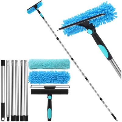 OEM Limpiacristales Profesional 2 En 1, Kit De Limpieza De Ventanas Con Mango Telescópico De 240 Cm, Cabezal Flexible, Para Ventanas Interiores Altas, Color Azul OEM Limpiacristales Profesional 2 En 1, Kit De Limpieza De Ventanas Con Mango Telescópico De 240 Cm, Cabezal Flexible, Para Ventanas Interiores Altas, Color Azul