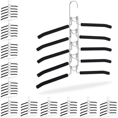 RELAXDAYS Set 12 Perchas Ahorra Espacio Antideslizantes, Colgador Múltiple 5 Prendas, Compacta, 39x40,5x2cm, Plateado Y Negro RELAXDAYS Set 12 Perchas Ahorra Espacio Antideslizantes, Colgador Múltiple 5 Prendas, Compacta, 39x40,5x2cm, Plateado Y Negro