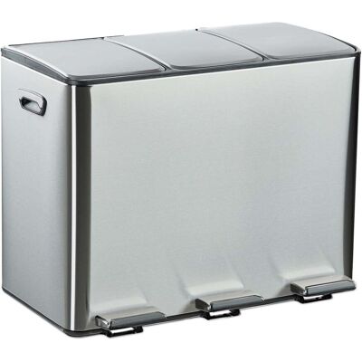 HELLOSHOP26 Cubo De Basura De Cocina 46,5 X 61 X 37 Cm Separación De Residuos 3 Compartimentos Diseño Elegante En Acero Inoxidable Plateado 130017136 HELLOSHOP26 Cubo De Basura De Cocina 46,5 X 61 X 37 Cm Separación De Residuos 3 Compartimentos Diseño Elegante En Acero Inoxidable Plateado 130017136