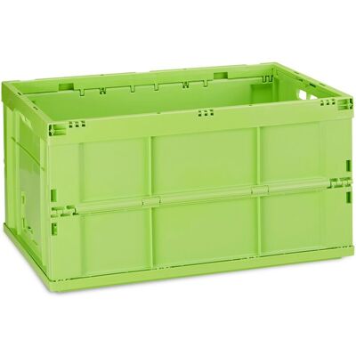 10 Cajas Transporte Profesionales, Cestas Plegables Resistentes, Plástico Duradero, 60 Litros, Verde - Relaxdays 10 Cajas Transporte Profesionales, Cestas Plegables Resistentes, Plástico Duradero, 60 Litros, Verde - Relaxdays