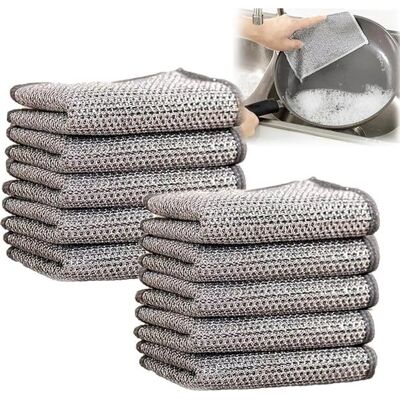 OEM Paquete De 10 Paños De Cocina De Acero De Doble Capa,aptos Para Uso En Seco Y Húmedo,con Diseño De Doble Capa,ideales Para Ollas OEM Paquete De 10 Paños De Cocina De Acero De Doble Capa,aptos Para Uso En Seco Y Húmedo,con Diseño De Doble Capa,ideales Para Ollas