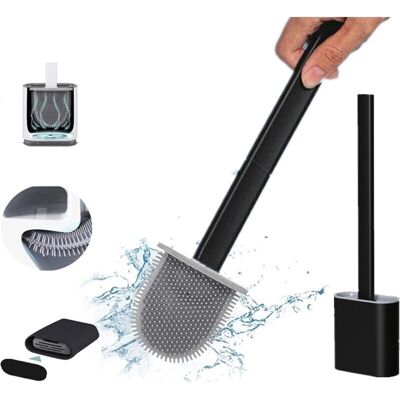 SANS MARQUE Cepillo De Inodoro De Silicona Tpr - Soporte Desmontable Para Suelo O Pared - Cabezal Flexible Para Una Limpieza De 360° - Base Ventilada Para Un Secado Rápido SANS MARQUE Cepillo De Inodoro De Silicona Tpr - Soporte Desmontable Para Suelo O Pared - Cabezal Flexible Para Una Limpieza De 360° - Base Ventilada Para Un Secado Rápido