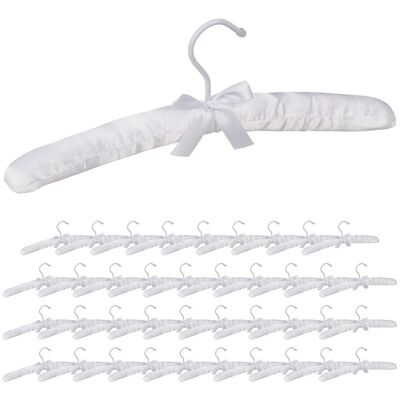 RELAXDAYS Pack 40 Perchas Forradas De Raso Con Lazo, Madera-tela-metal, Blanco, 38 Cm De Ancho RELAXDAYS Pack 40 Perchas Forradas De Raso Con Lazo, Madera-tela-metal, Blanco, 38 Cm De Ancho