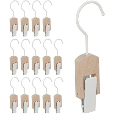 RELAXDAYS Set De 15 Ganchos Para Botas, Hierro Y Madera, Colgador Pinzas, Clips Engomados, Para Percheros, Blanco/natural RELAXDAYS Set De 15 Ganchos Para Botas, Hierro Y Madera, Colgador Pinzas, Clips Engomados, Para Percheros, Blanco/natural