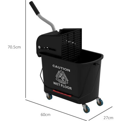 PZCC Carro De Limpieza Profesional De 20 Litros Con Cubo Para Fregona, Carro De Limpieza De Suelos Con Escurridor, Panel Separador, Asa Y 4 Ruedas De Plástico, 60 X 27 X 70,5 Cm, Negro. PZCC Carro De Limpieza Profesional De 20 Litros Con Cubo Para Fregona, Carro De Limpieza De Suelos Con Escurridor, Panel Separador, Asa Y 4 Ruedas De Plástico, 60 X 27 X 70,5 Cm, Negro.