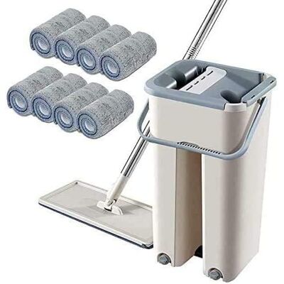 GOJOY Kit De Limpieza De Suelos 2 En 1, Mango Telescópico Giratorio De 360°, Mopa Plana Autolimpiante Con 10 Almohadillas De Microfibra Y Cubo De Limpieza GOJOY Kit De Limpieza De Suelos 2 En 1, Mango Telescópico Giratorio De 360°, Mopa Plana Autolimpiante Con 10 Almohadillas De Microfibra Y Cubo De Limpieza