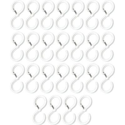 FORTUNEVILLE 25 Ganchos En Forma De S Con Hebilla De Seguridad, 9cm Ganchos Blancos Para Colgar Utensilios De Cocina Y Barras De Armario FORTUNEVILLE 25 Ganchos En Forma De S Con Hebilla De Seguridad, 9cm Ganchos Blancos Para Colgar Utensilios De Cocina Y Barras De Armario