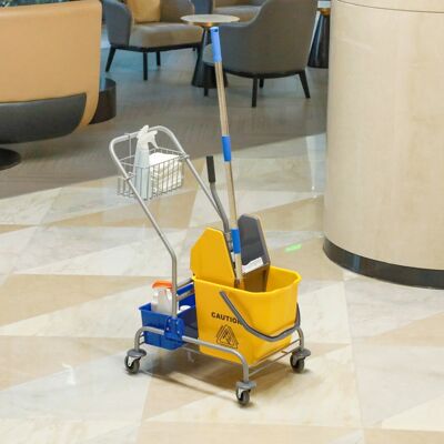 PZCC Carro De Limpieza Profesional Con Cesta Colgante, Estante, Cubo De Fregona De 25 L Con Escurridor, Carro Multiusos Con Gancho Para Hoteles, Posadas Y Restaurantes, 72 X 49,5 X 95 Cm, Amarillo PZCC Carro De Limpieza Profesional Con Cesta Colgante, Estante, Cubo De Fregona De 25 L Con Escurridor, Carro Multiusos Con Gancho Para Hoteles, Posadas Y Restaurantes, 72 X 49,5 X 95 Cm, Amarillo