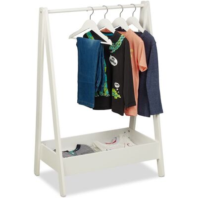 Burro De Ropa Infantil Con Balda, 99 X 64,5 X 42,5 Cm, Perchero De Pie Con Barra, Dormitorio Niños, Blanco - Relaxdays Burro De Ropa Infantil Con Balda, 99 X 64,5 X 42,5 Cm, Perchero De Pie Con Barra, Dormitorio Niños, Blanco - Relaxdays