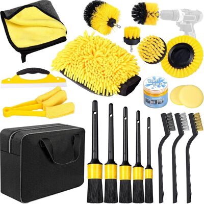OEM Kit De Limpieza Para Coche - Kit De 20 Piezas Para El Cuidado Interior Y Exterior - Kit De Lavado Con Cepillos, Esponjas De Pulido, Gel Limpiador Y Más OEM Kit De Limpieza Para Coche - Kit De 20 Piezas Para El Cuidado Interior Y Exterior - Kit De Lavado Con Cepillos, Esponjas De Pulido, Gel Limpiador Y Más