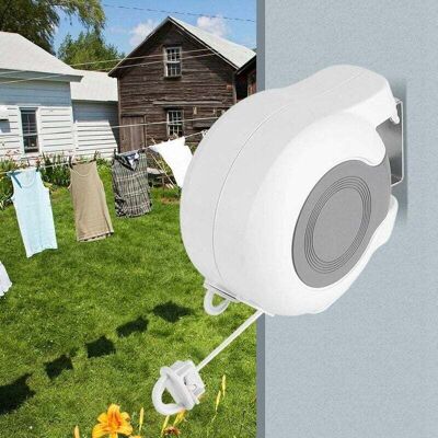 OEM Blanco - Longitud Total De 13 M, Tendedero Doble Para Exteriores, Tendedero Extensible De Pared Con Longitud Ajustable -crezuo OEM Blanco - Longitud Total De 13 M, Tendedero Doble Para Exteriores, Tendedero Extensible De Pared Con Longitud Ajustable -crezuo