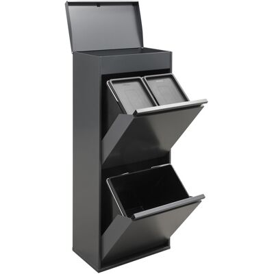 Arregui Top Cubo De Basura Y Reciclaje De 3 Compartimentos Con Cajón Superior, 11+11+23 L (45 L), Con Cubetas Para Envases Y Orgánico, Contenedores De Reciclaje De Cocina, Antracita Cr424-b Arregui Top Cubo De Basura Y Reciclaje De 3 Compartimentos Con Cajón Superior, 11+11+23 L (45 L), Con Cubetas Para Envases Y Orgánico, Contenedores De Reciclaje De Cocina, Antracita Cr424-b