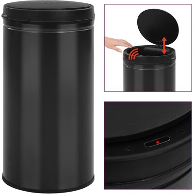 Vidaxl Cubo De Basura Con Sensor Automático 60l Acero Al Carbono Negro Vidaxl Cubo De Basura Con Sensor Automático 60l Acero Al Carbono Negro