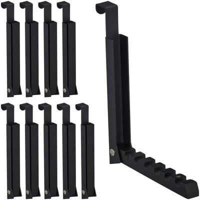 RELAXDAYS Set 10 Colgadores Plegables Puerta, Gancho Con 6 Ranuras Perchas Ropa, Perchero Metal Y Madera, 21x2,5x18 Cm, Negro RELAXDAYS Set 10 Colgadores Plegables Puerta, Gancho Con 6 Ranuras Perchas Ropa, Perchero Metal Y Madera, 21x2,5x18 Cm, Negro