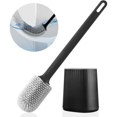 OEM Cepillo De Inodoro De Silicona Con Cabezal Multifuncional 3 En 1 Y Soporte De Secado Rápido, Cepillo De Inodoro De Pared Para Baño (negro). - Crezuo OEM Cepillo De Inodoro De Silicona Con Cabezal Multifuncional 3 En 1 Y Soporte De Secado Rápido, Cepillo De Inodoro De Pared Para Baño (negro). - Crezuo