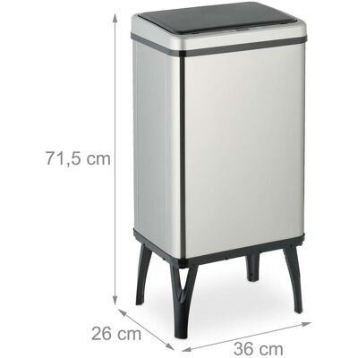 HELLOSHOP26 Papelera Automática Con Sensor 71,5 X 36 X 26 Cm Eliminación Higiénica Diseño Moderno De Acero Inoxidable Plata 130016675 HELLOSHOP26 Papelera Automática Con Sensor 71,5 X 36 X 26 Cm Eliminación Higiénica Diseño Moderno De Acero Inoxidable Plata 130016675