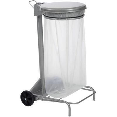 Cubo De Basura Móvil Collecroule Gris Con Pedal Para Saco De 110 Litros - Rossignol Cubo De Basura Móvil Collecroule Gris Con Pedal Para Saco De 110 Litros - Rossignol