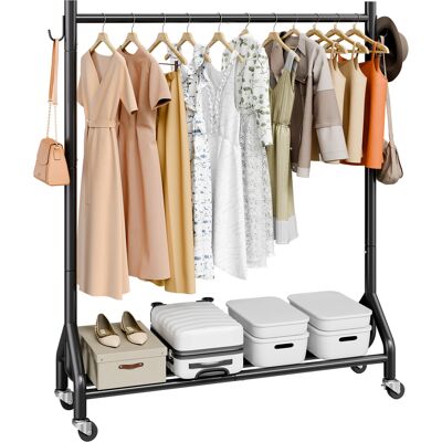 Vevor Perchero Burro Para Ropa 108 X 167,3 Cm, Con Barra Para Colgar Y Ganchos Laterales, Burro De Ropa Con Ruedas, Carga De 90 Kg, De Acero Al Carbono, Para Dormitorio, Lavandería, Sala De Estar Vevor Perchero Burro Para Ropa 108 X 167,3 Cm, Con Barra Para Colgar Y Ganchos Laterales, Burro De Ropa Con Ruedas, Carga De 90 Kg, De Acero Al Carbono, Para Dormitorio, Lavandería, Sala De Estar