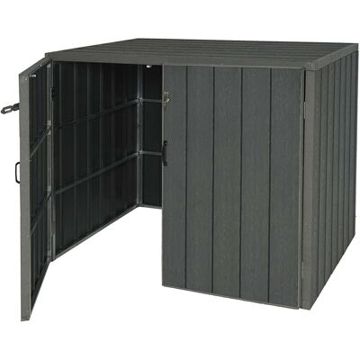Décoshop26 - Cubo De Basura Exterior Que Alberga Contenedores De Basura De Hasta 4 Contenedores 117x142x102 Cm Aspecto Madera Metal Extensible Gris 040005606 Décoshop26 - Cubo De Basura Exterior Que Alberga Contenedores De Basura De Hasta 4 Contenedores 117x142x102 Cm Aspecto Madera Metal Extensible Gris 040005606