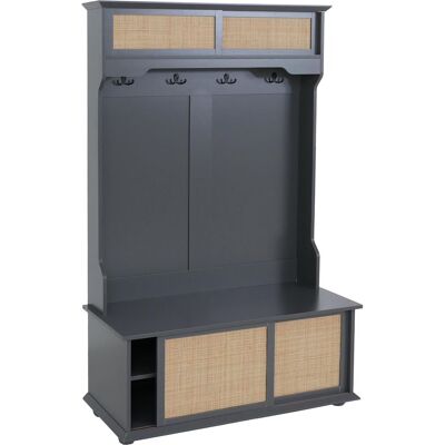 Perchero Hhg-655, Perchero De Pasillo De Madera, Melamina Kubu Rattan 163 X 100 X 47 Cm, Gris Oscuro Perchero Hhg-655, Perchero De Pasillo De Madera, Melamina Kubu Rattan 163 X 100 X 47 Cm, Gris Oscuro