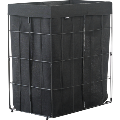 BELIANI Cesto Para La Ropa Sucia Plegable Estructura De Metal Forro De Tela Hecho A Mano Cuarto De Baño 100l Negro Culpina BELIANI Cesto Para La Ropa Sucia Plegable Estructura De Metal Forro De Tela Hecho A Mano Cuarto De Baño 100l Negro Culpina