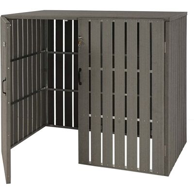 Décoshop26 - Cubo De Basura Exterior Para Albergar Contenedores De Basura De Hasta 4 Contenedores 115x140x100 Cm Metal Extensible Aspecto Madera Gris 040005609 Décoshop26 - Cubo De Basura Exterior Para Albergar Contenedores De Basura De Hasta 4 Contenedores 115x140x100 Cm Metal Extensible Aspecto Madera Gris 040005609