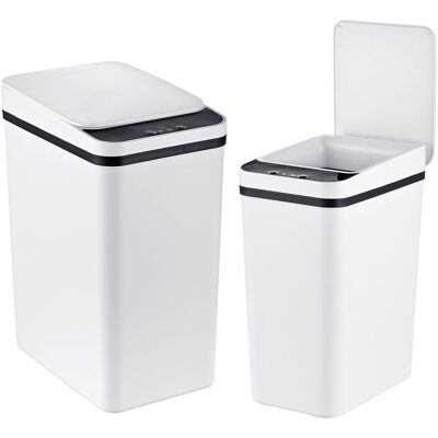 Relaxdays Cubo De Basura Con Sensor, 2 Papeleras, 9l Y 15l, Tapa Eléctrica, Soporte Para Bolsas, Blanco Relaxdays Cubo De Basura Con Sensor, 2 Papeleras, 9l Y 15l, Tapa Eléctrica, Soporte Para Bolsas, Blanco
