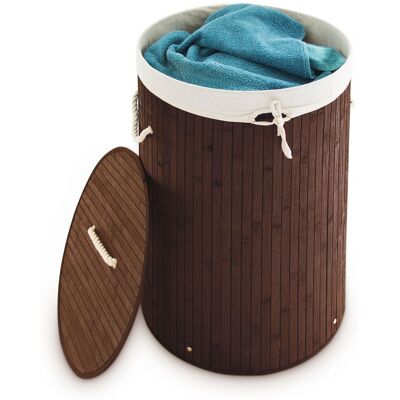 RELAXDAYS 3 Cestos Ropa Sucia Con Tapa, Redondo, Cubo Colada, Canasta Plegable, Bambú, 70 L, Ø 41 Cm, Marrón RELAXDAYS 3 Cestos Ropa Sucia Con Tapa, Redondo, Cubo Colada, Canasta Plegable, Bambú, 70 L, Ø 41 Cm, Marrón