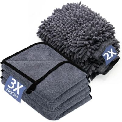 OEM Kit De Limpieza De Coche De 5 Piezas: 3 Paños De Microfibra Y 2 Manoplas De Lavado. Paños De Microfibra Extremadamente Absorbentes Y Suaves Para Secar El Coche, Ideales Para Camping Y Limpieza Del Hog OEM Kit De Limpieza De Coche De 5 Piezas: 3 Paños De Microfibra Y 2 Manoplas De Lavado. Paños De Microfibra Extremadamente Absorbentes Y Suaves Para Secar El Coche, Ideales Para Camping Y Limpieza Del Hog