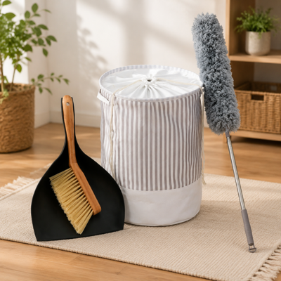 NORTHIX Witch Broom Cleaning Set (3-piece) – Brush & Dustpan, Telescopic Duster & Laundry Basket NORTHIX Witch Broom Cleaning Set (3-piece) – Brush & Dustpan, Telescopic Duster & Laundry Basket