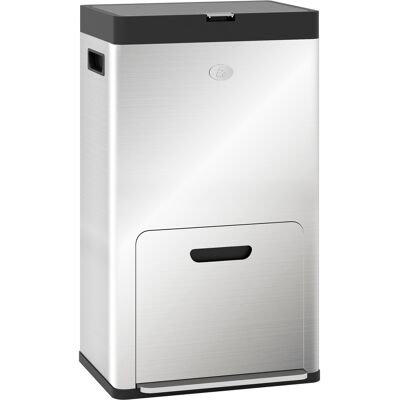 BEYAMIS Cubo De Basura De Cocina De Acero Inoxidable Con 3 Compartimentos, Capacidad De 56 L – Soporte Para Ambientador, Ruedas – Plateado BEYAMIS Cubo De Basura De Cocina De Acero Inoxidable Con 3 Compartimentos, Capacidad De 56 L – Soporte Para Ambientador, Ruedas – Plateado