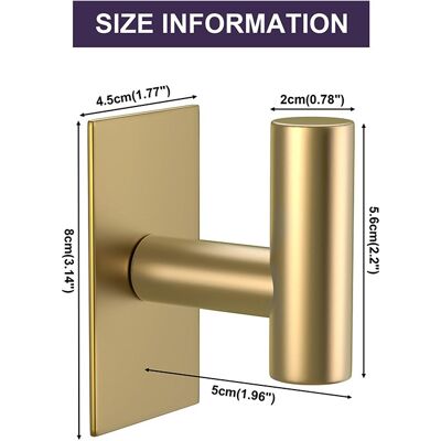 OEM 5 Ganchos Simples Acero Inoxidable Perchero Sin Taladro Mural Para Baño Metal, Oro OEM 5 Ganchos Simples Acero Inoxidable Perchero Sin Taladro Mural Para Baño Metal, Oro